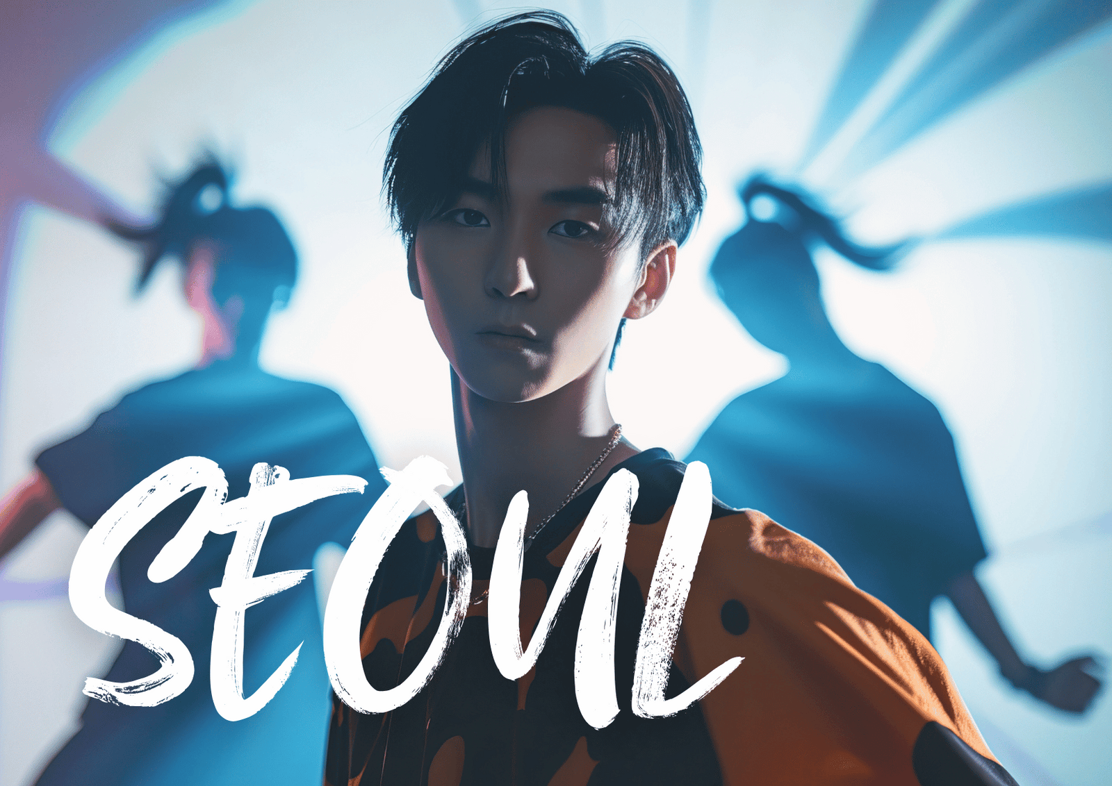 Young performer in a spotlight with dancers in the background, representing Seoul’s vibrant music scene.