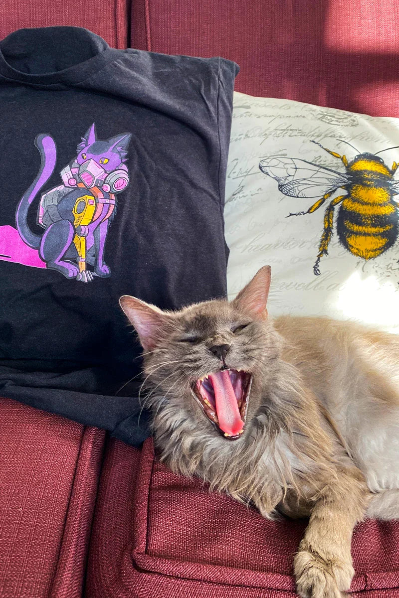 Our cybercat inspiration for the shirt design.