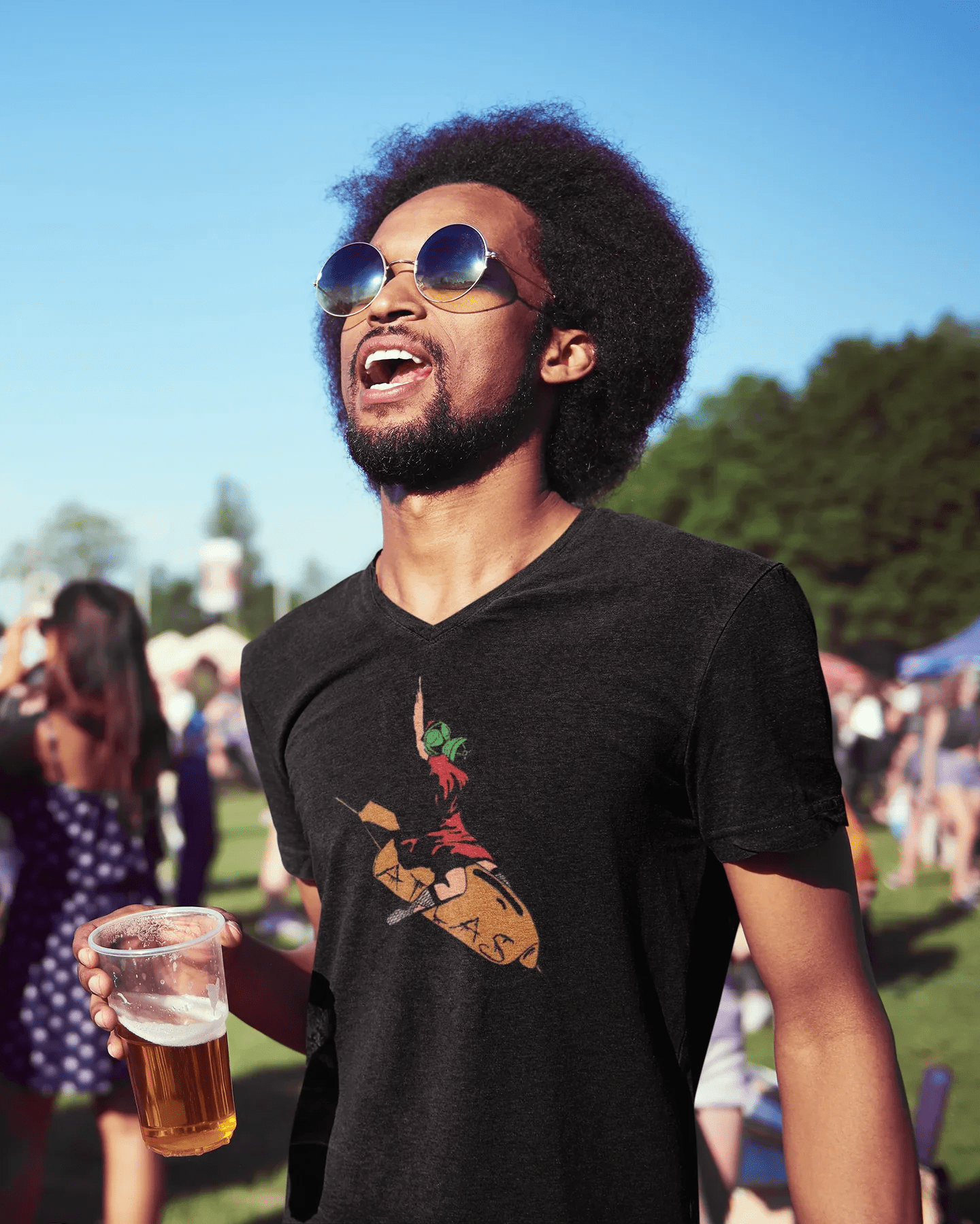 V Neck Tee - Sky Titan Media