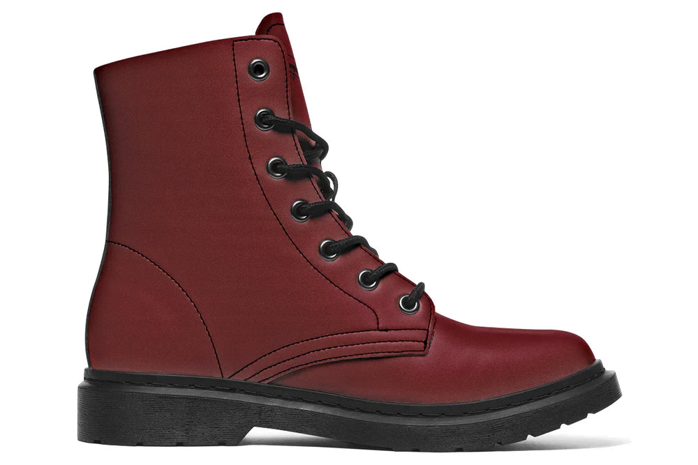 Red lace-up leather boots showcasing expressive line art of two reaching hands from the “July” single cover –  July Edition by Sky Titan Media, blending raw emotional symbolism with bold, music-driven streetwear design.This side is left blank—pure red leather. 