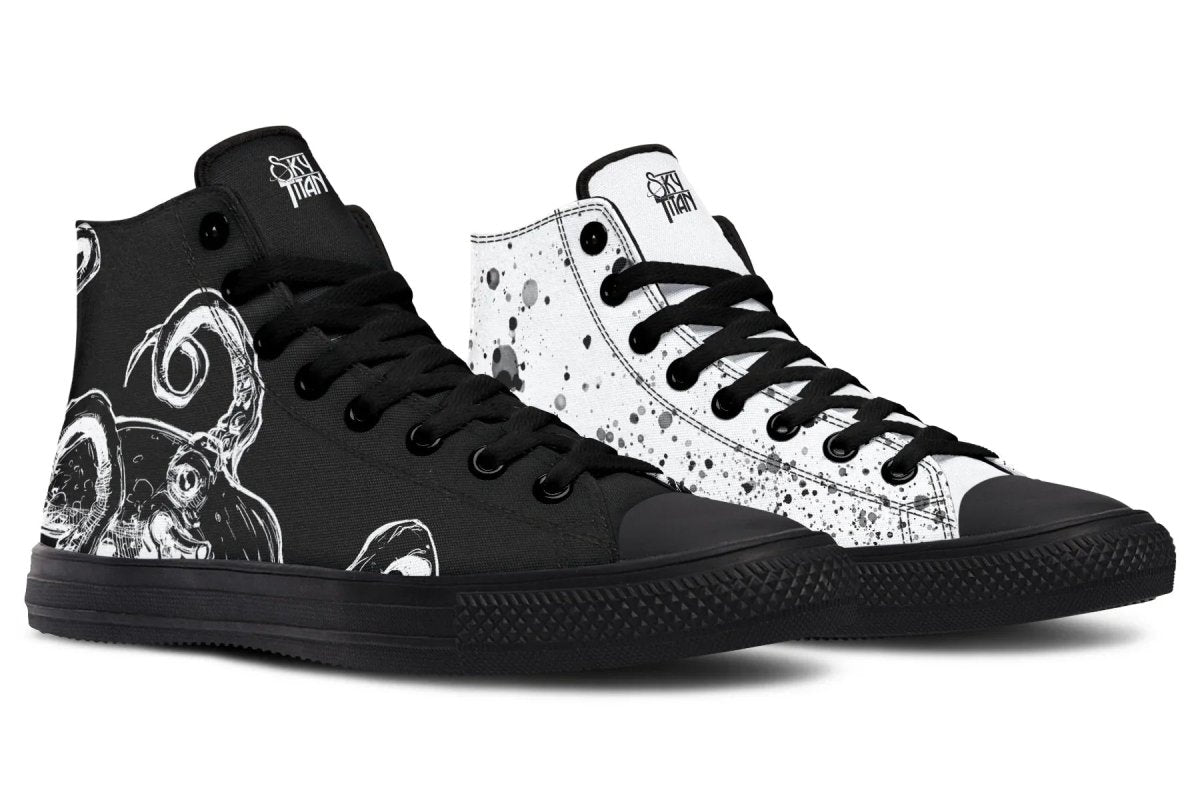 Octopus Mismatched Hightop Canvas Sneakers — Mnemonic Frequency Stories of Water relaxation music art