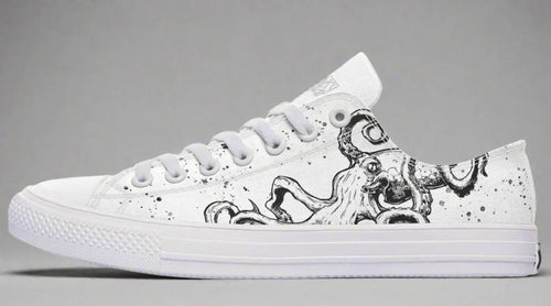 LowTops Octopus White Out Edition - Sky Titan Media - Lowtops - Women's Low Tops