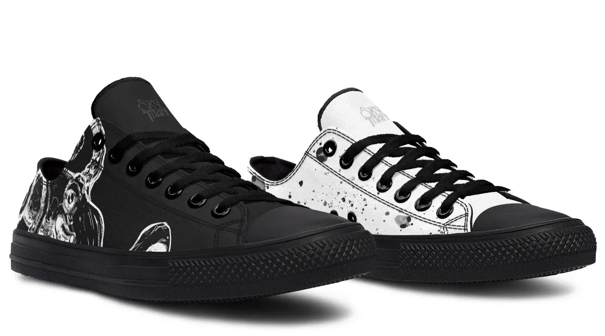 Octopus Mismatched Canvas Low-top Sneakers — Mnemonic Frequency Stories of Water relaxation music art