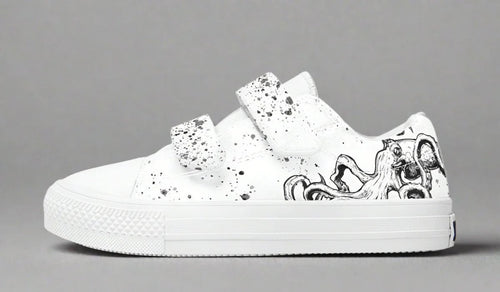 Kids Lowtops Octopus White Out Edition - Sky Titan Media - Kidslowtops - Kid's Low Tops