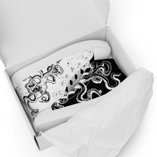 "The Octopus" Men's Mismatched High top Canvas Sneakers -OTO