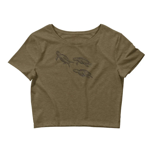 The Sea Turtles (Dark) - Women's Crop Tee - Sky Titan Media - Shirts & Tops - Heather Olive